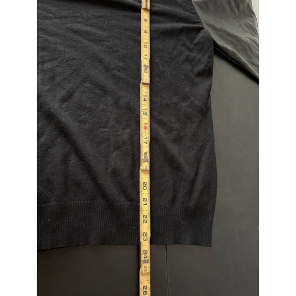 Sioni Womens Black Mock Neck Sweater Faux Leather Puff Sleeve Knit Top Size M - Picture 5 of 5